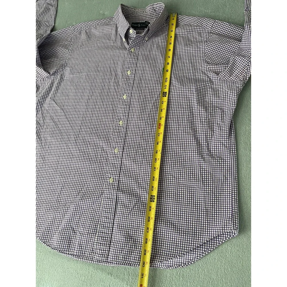 Polo Ralph Lauren Shirt Size‎ XL Men's Purple Check Classic Fit Green Pony LS